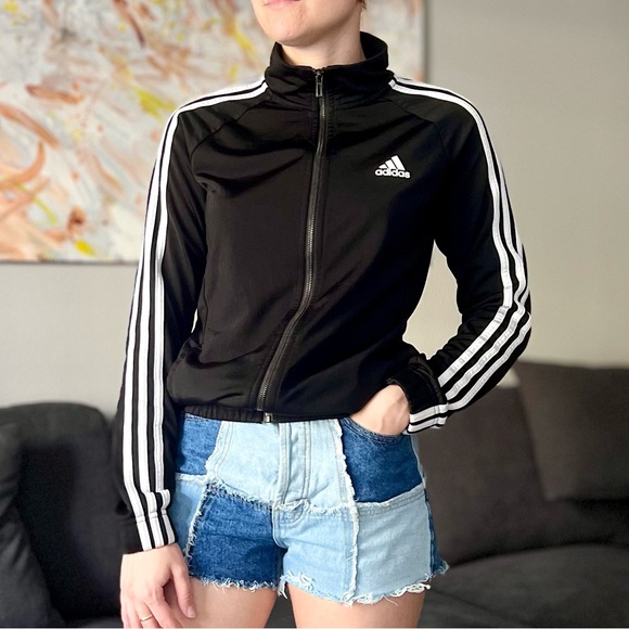 Adidas Zipped Sweatshirt - Black & White - Size S - Picture 2 of 9